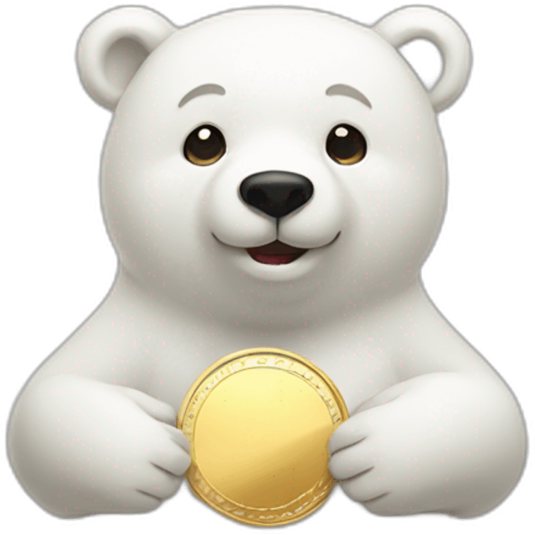 white bear with gold coin in hands emoji