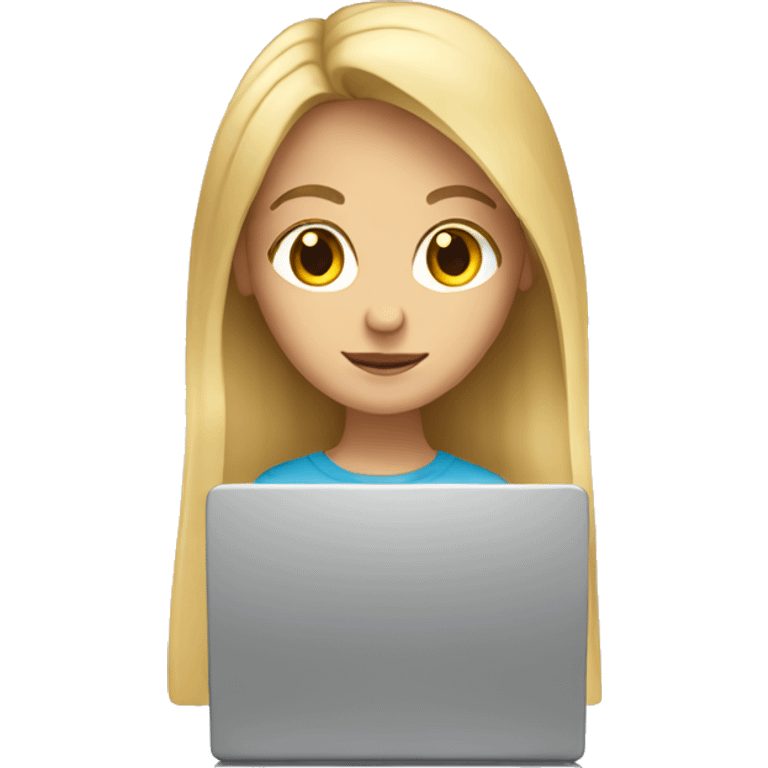 Blonde girl at laptop with long hair  emoji