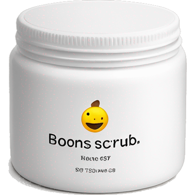 body scrub pot with label emoji