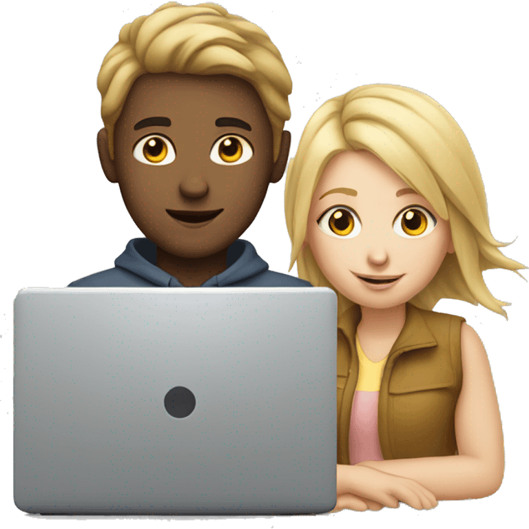 white boy and girl behind laptop emoji