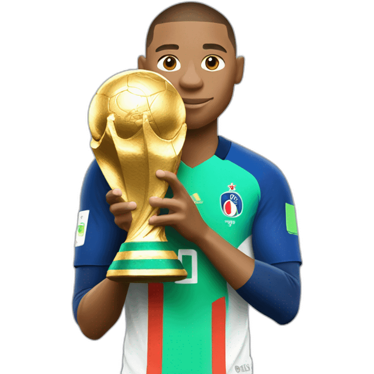 Mbappe embrasse la coupe du monde emoji