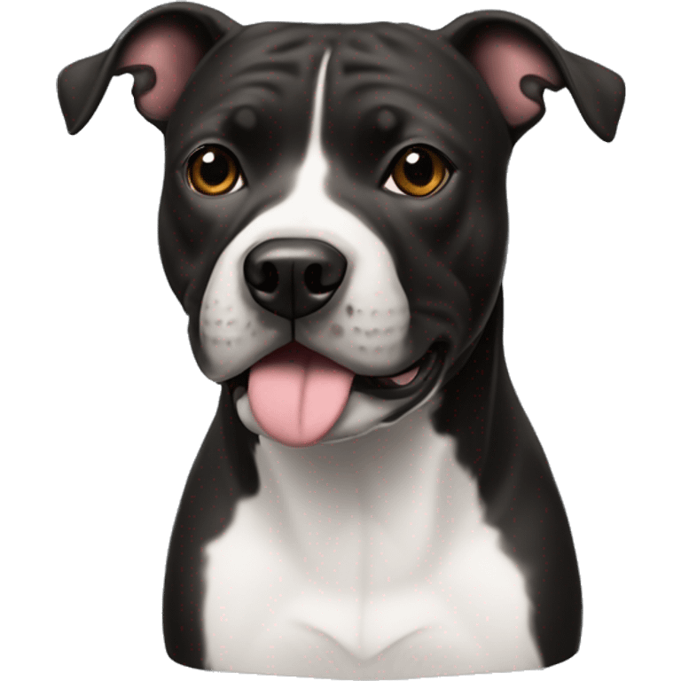 a dark drown staffordshire bullterrier with white nose emoji