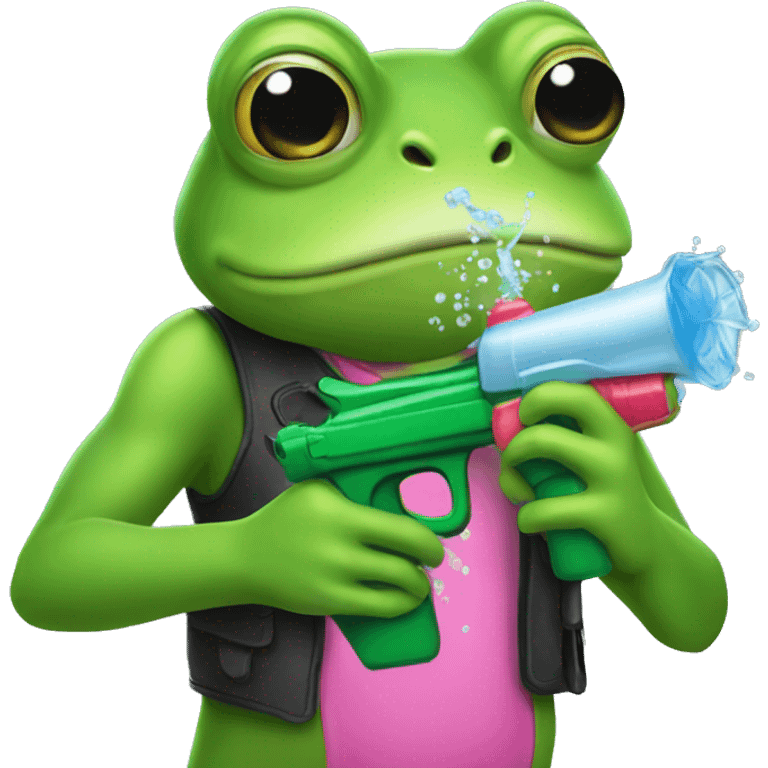 frog holding watergun emoji