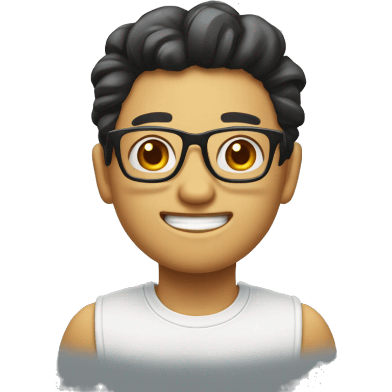 Simple emoji with mongolean face soo cute with glasses on sooo beautiful smiling emoji