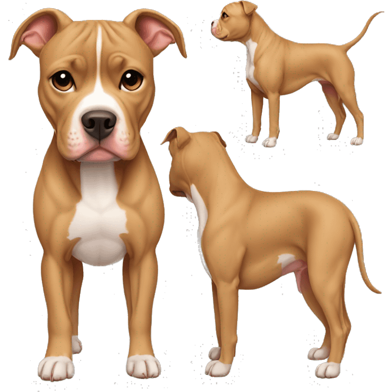 Light brown pitbull with ears cut short and wearing bows emoji