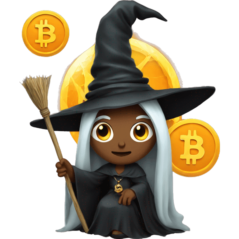 Witch with bitcoin emoji