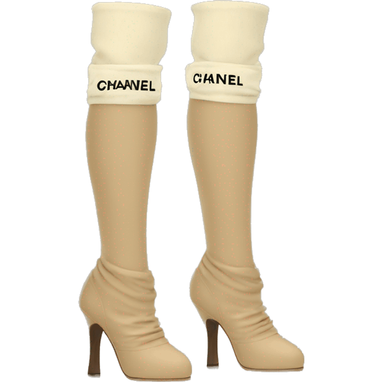 Chanel logo leg warmers beige emoji