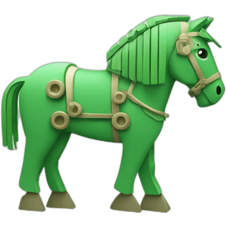 Green geometric trojan horse with wheels emoji