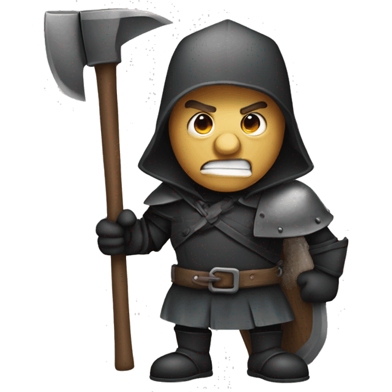 executioner with an axe on his shoulder in cartoon style without background emoji