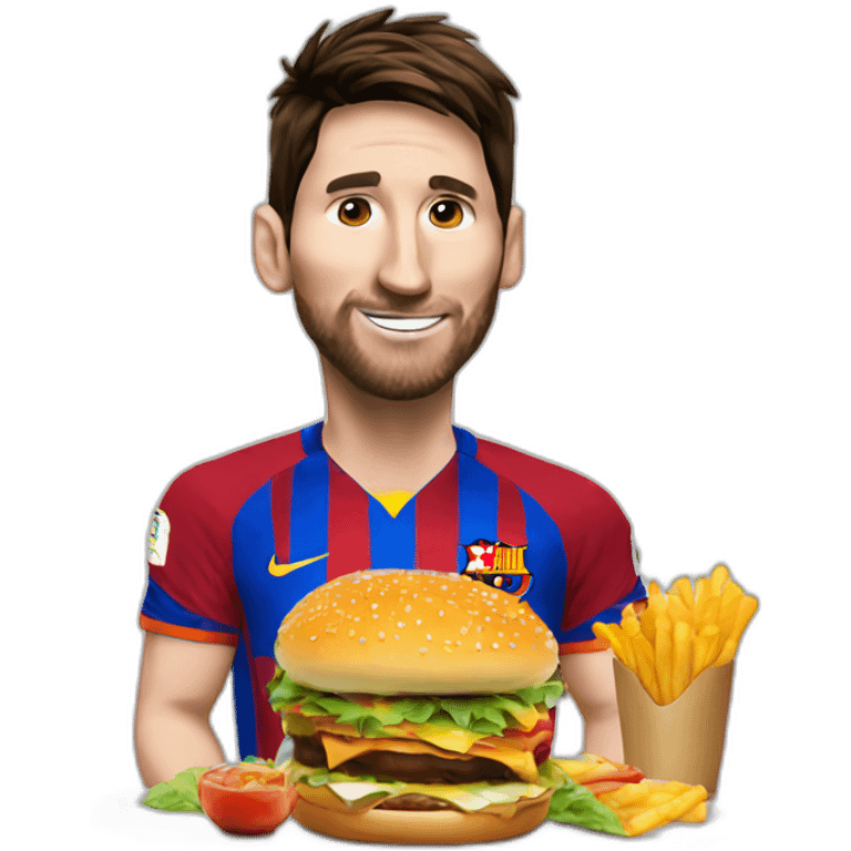 Messi eating a burger emoji