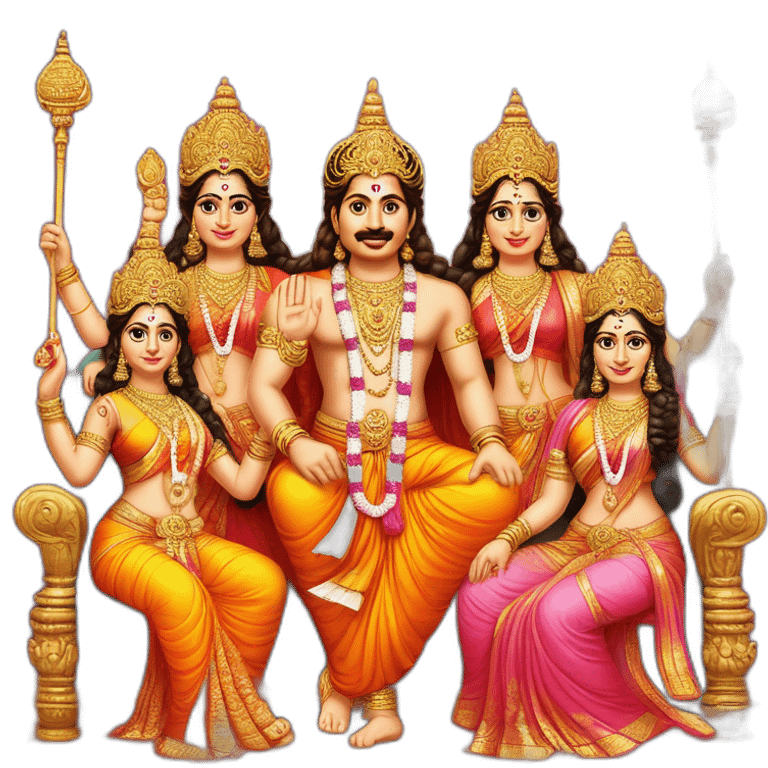 Dasharatha is the King of Ayodhya and has three wives and four sons, Rama, Lakshmana, Bharata and Shatrughana emoji