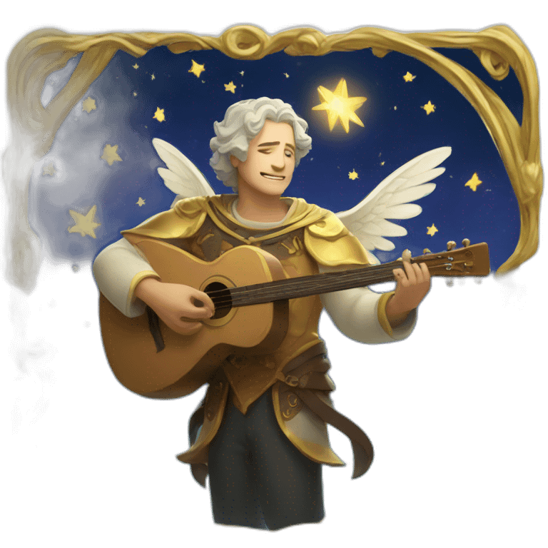 Celestial bard with astral wings emoji