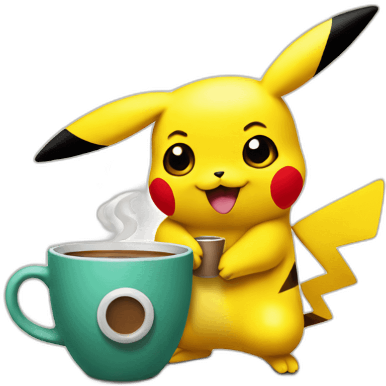 Pikachu drinking coffee emoji