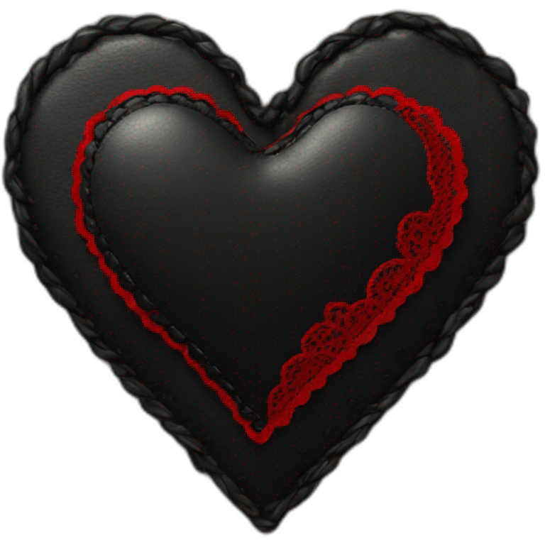 Black leather heart with red lace border emoji