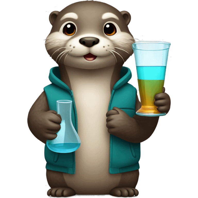 Cute otter holding beaker emoji