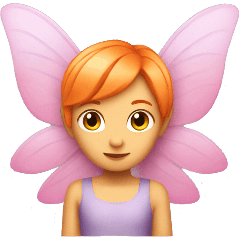 A fairy with orange Short Hair and pink wings  emoji