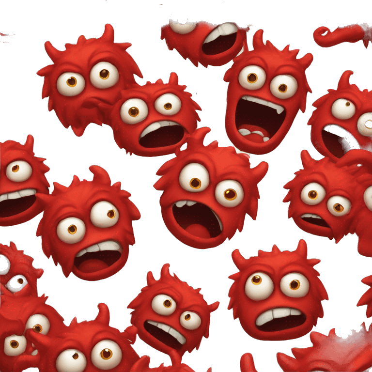 red monster with upset face  emoji