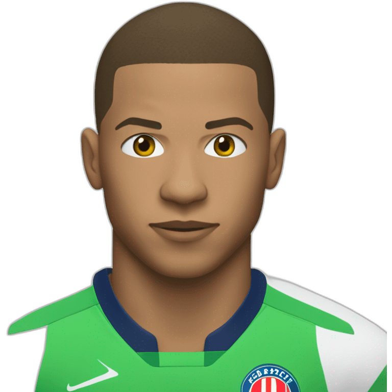 Mbappe qui tire un but emoji