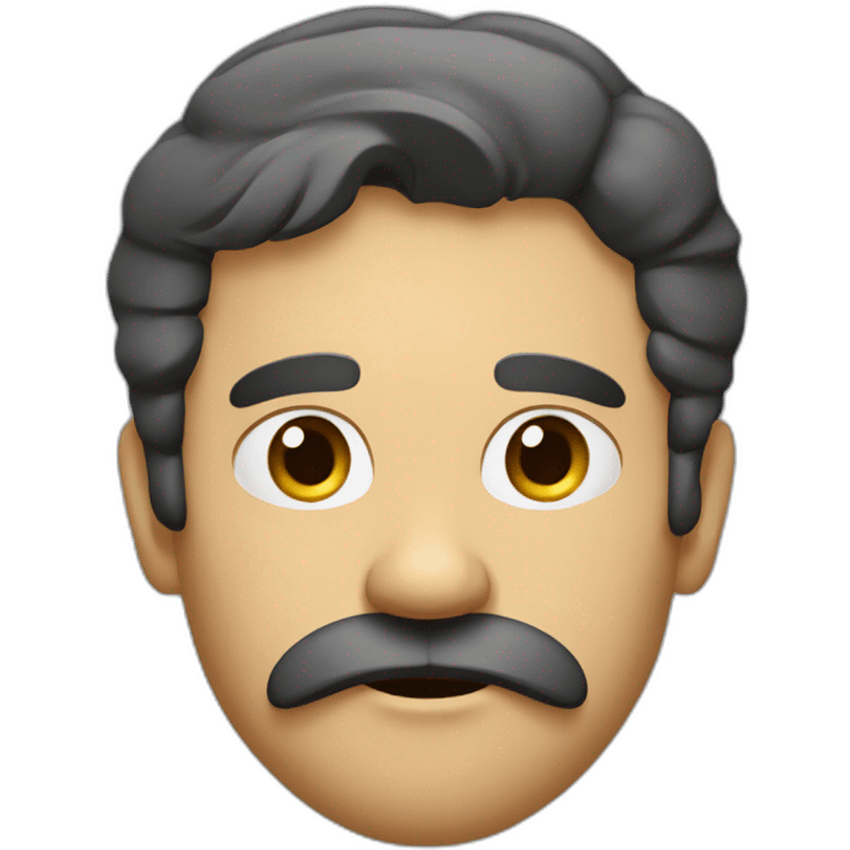 Men with a very small mustache just above his upper lip and a stern, intense expression. emoji