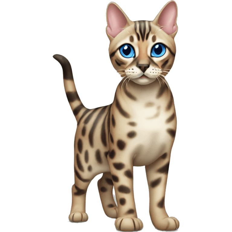 Seal Bengal cat with Blue eyes standing emoji