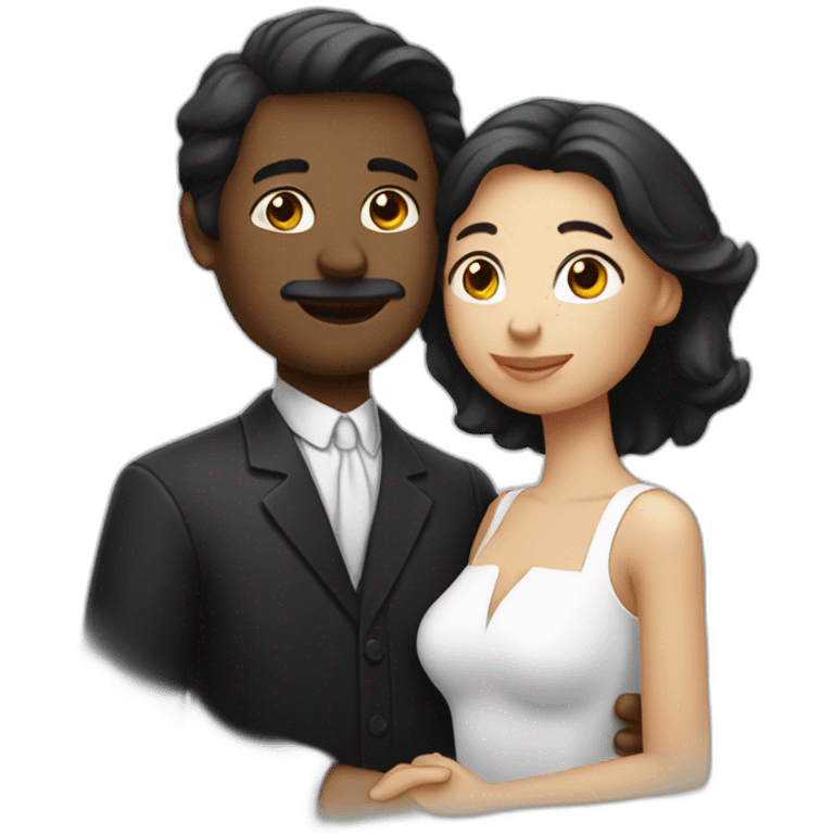 Un homme noir avec une femme blanche qui font des bisous emoji