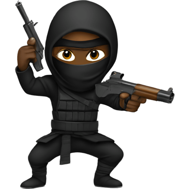 Black ninja holding a gun emoji