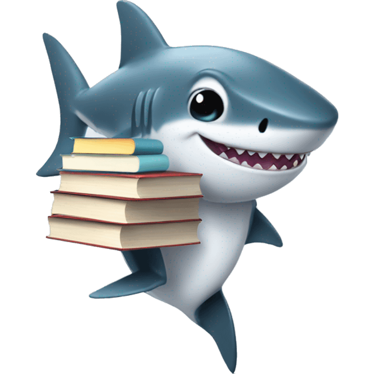 baby shark walking with books in hand emoji