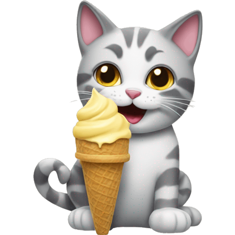 Cat eating ice cream emoji