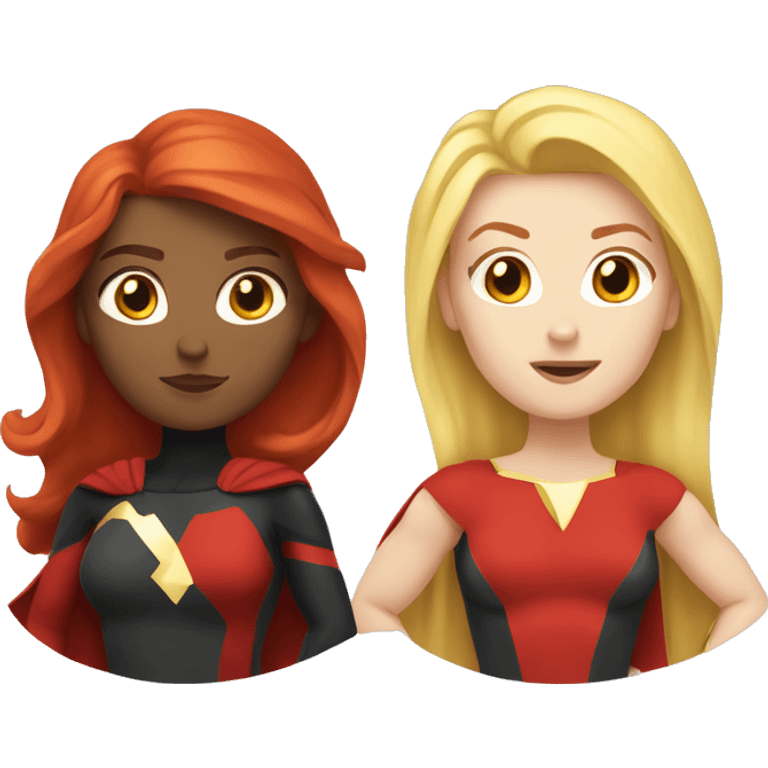 Caucasian Female Superhero Duo redhead female and  blonde female emoji