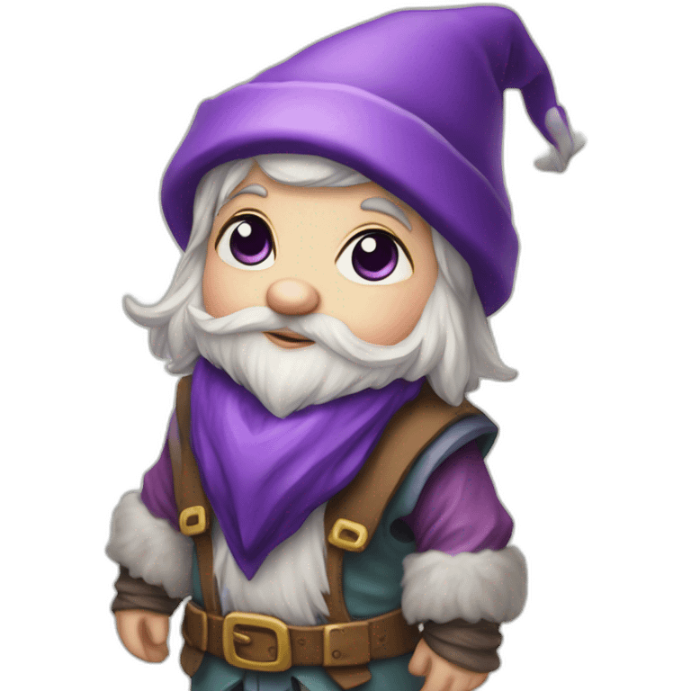 Gnome with purple hat hearts for eyes chibi emoji