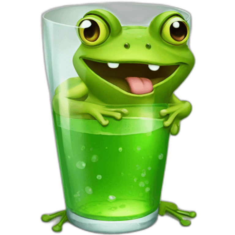 Drunk frog with glass emoji