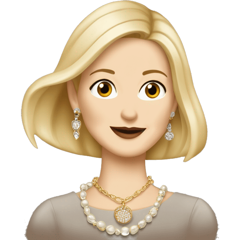 Kelly Rutherford with jewellery wearing drinking cappucino bob carre emoji