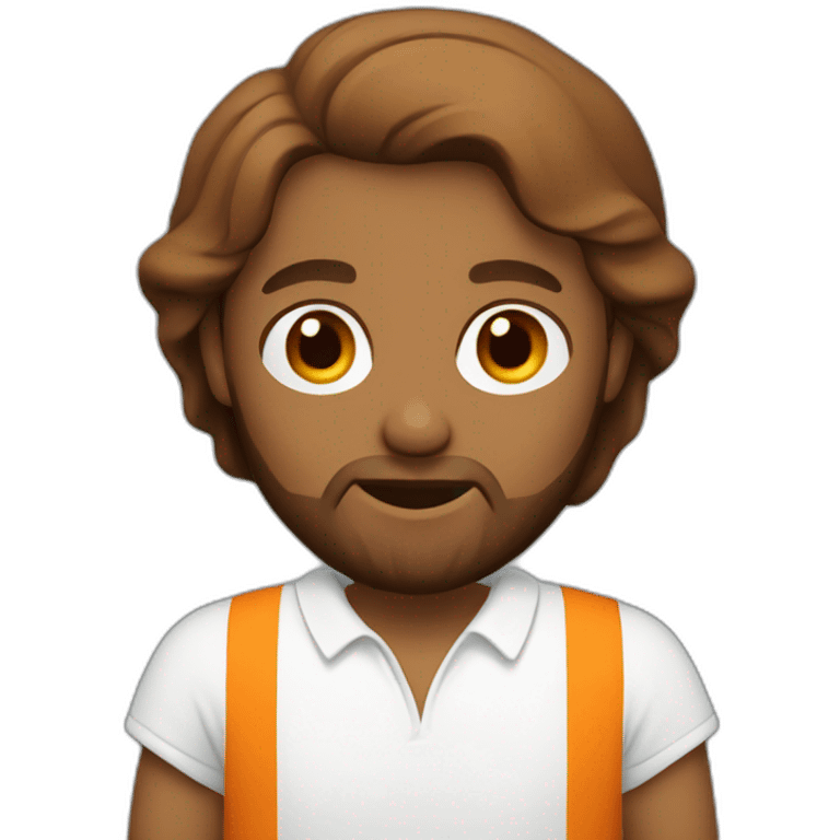 Jesus wearing a polo shirt with white orange colors emoji