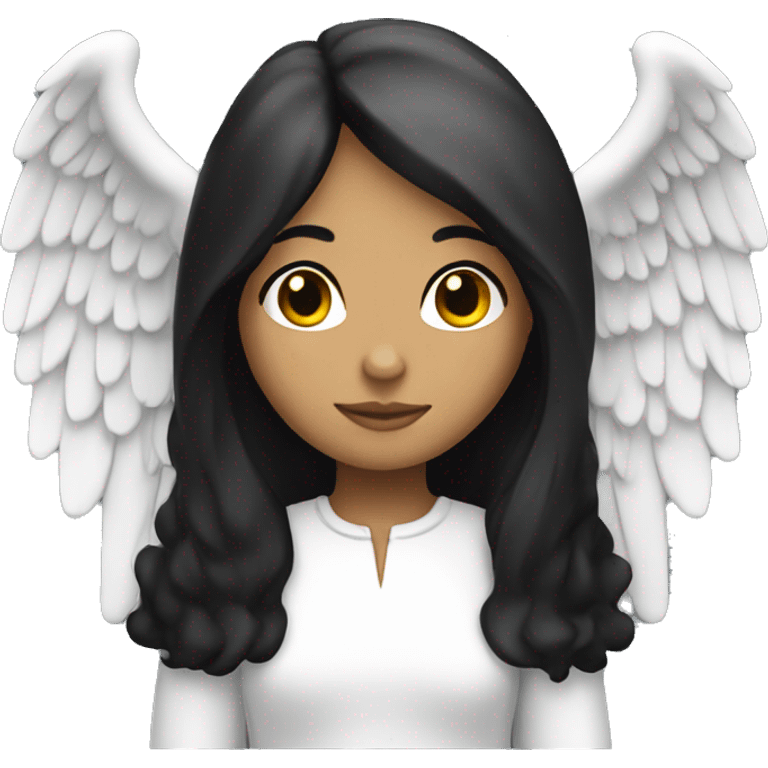 A white female angel with black hair emoji