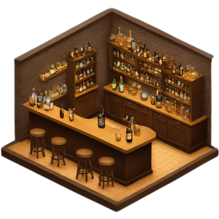 Whiskey bar isometric emoji