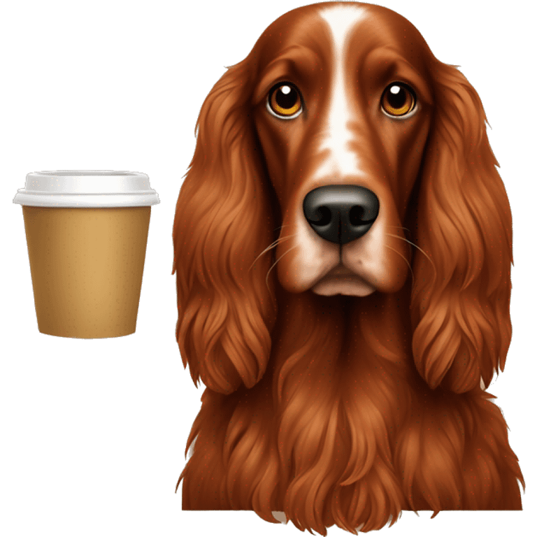 Irish setter with coffee emoji