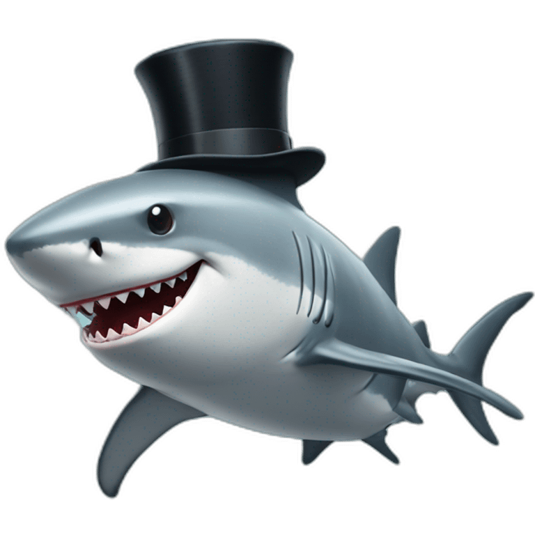 Shark with a top hat emoji