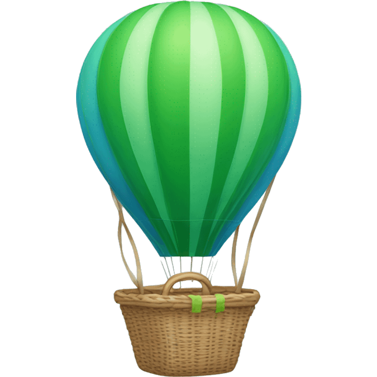 a minimal air balloon with green and small basket and full blue air balloon emoji