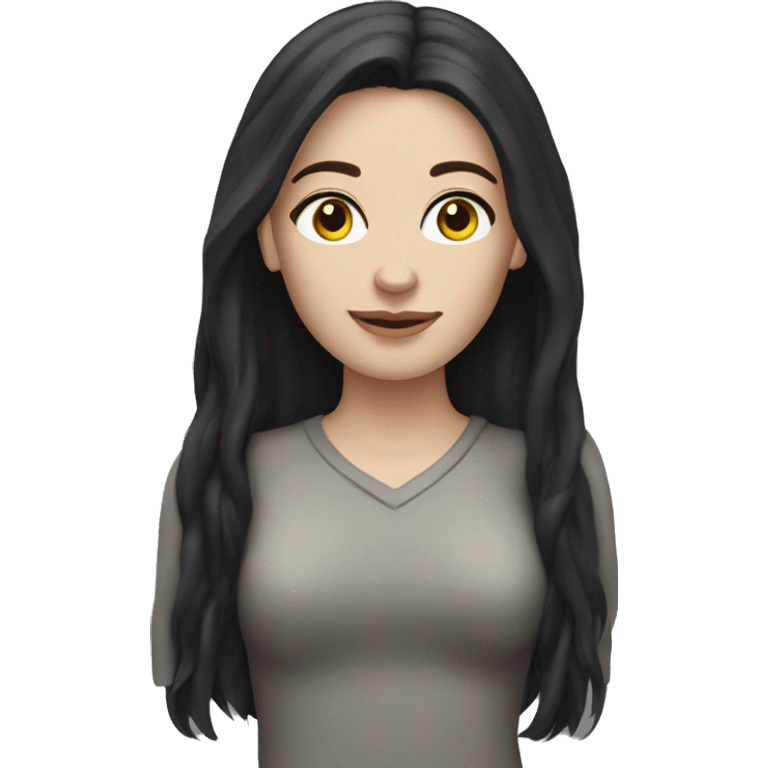 Woman long dark hair pale skin emoji