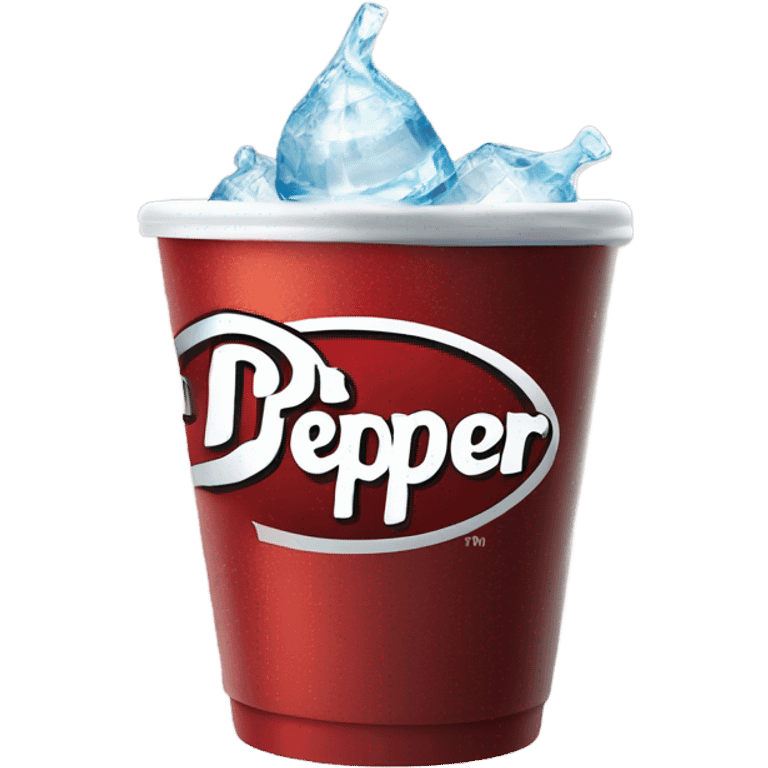 a cup of drpepper in a cup of ice that says drpepper emoji