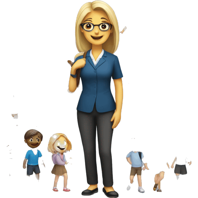 Teacher with children last day emoji