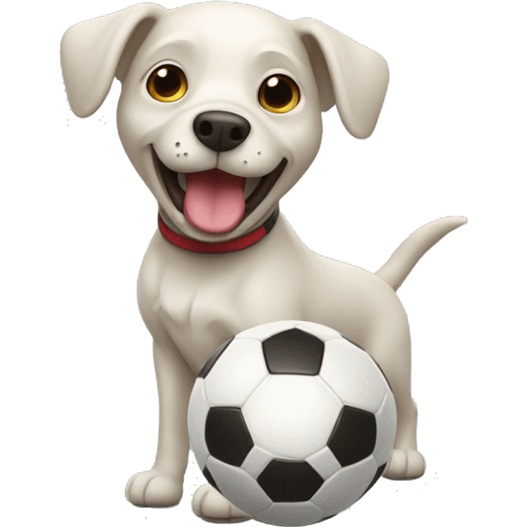 Dog playing soccer emoji