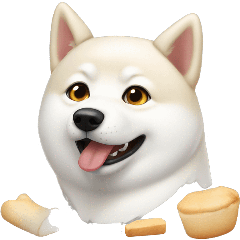 white Shiba inu face savoring food emoji