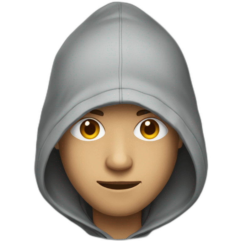 a man with a hoodie looking at a screen emoji