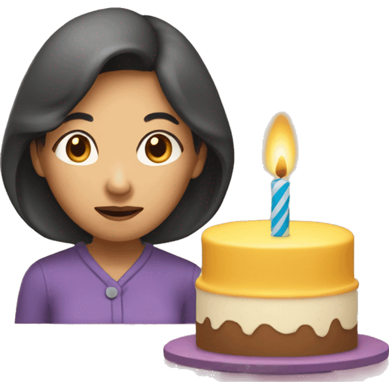 Middle Age Asian Woman Blowing a birthday candle emoji