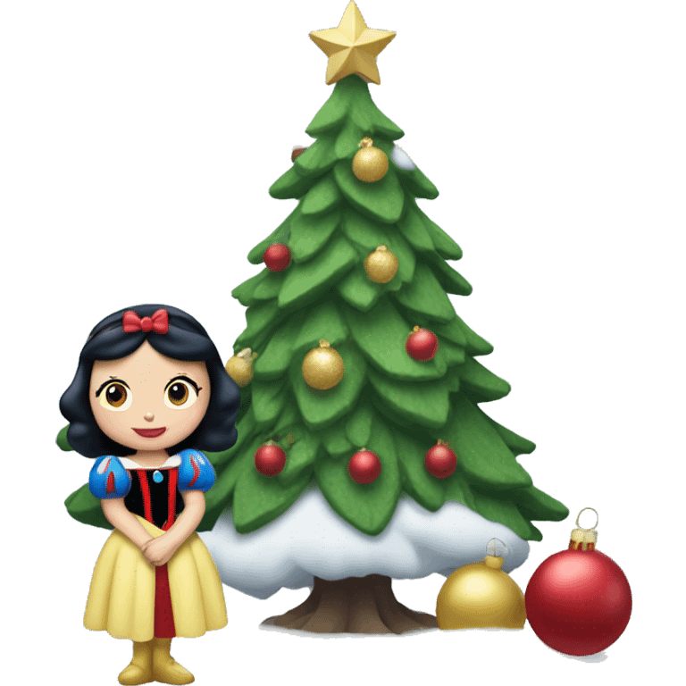 Disney snow white with Christmas tree emoji