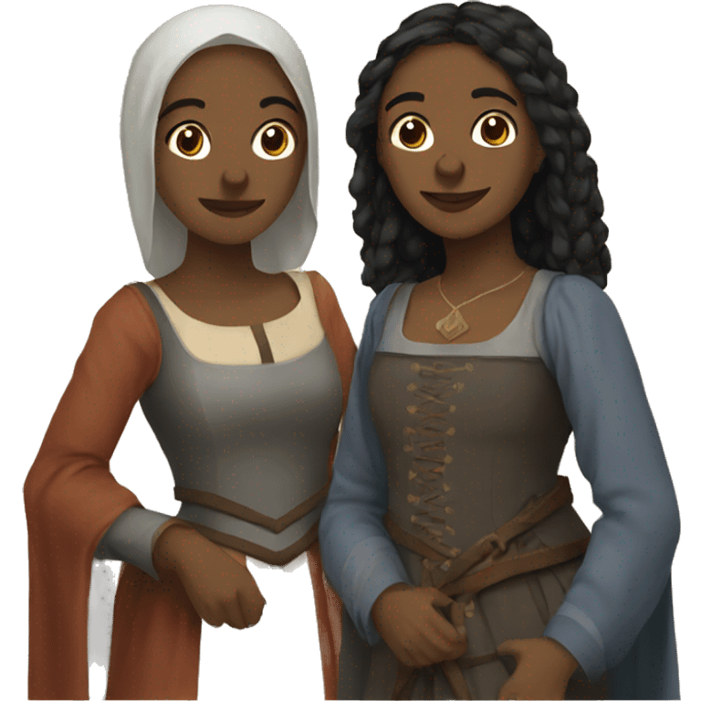 two women, aesthetic, medieval  emoji