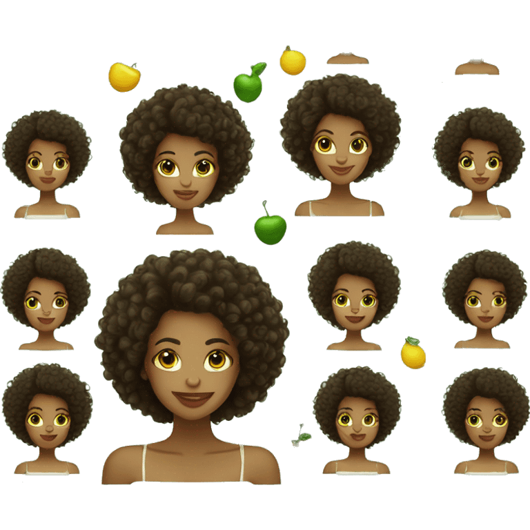 mujer afro cabello cafe ojos verdes emoji