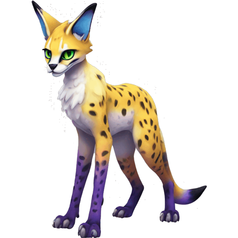 Epic Edgy Colorful ethereal eldritch Sergal-Serval-Vernid full body emoji