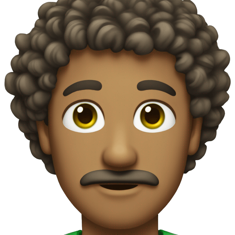 tan green eyed man with a mustache and curly hair emoji